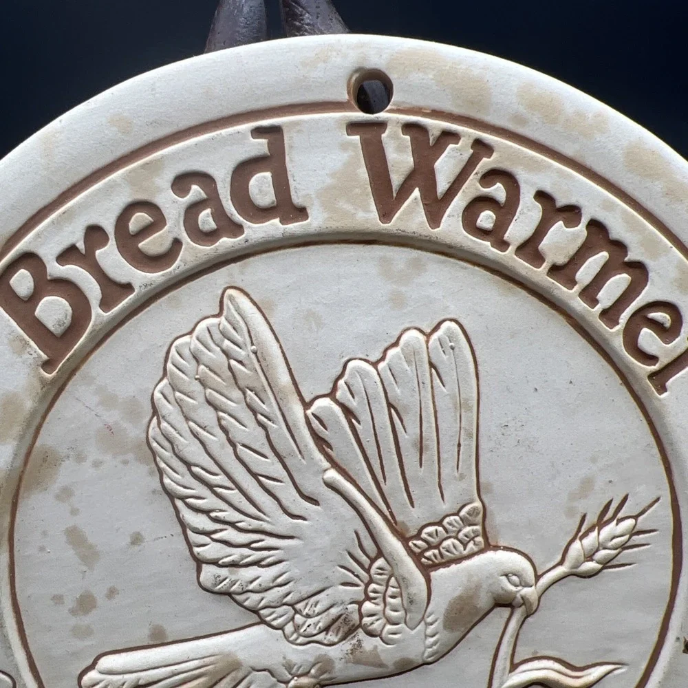 Ceramic Bread & Bun Warmer Vintage 1989 Artist Signed Lyn Ulick Original  Dove